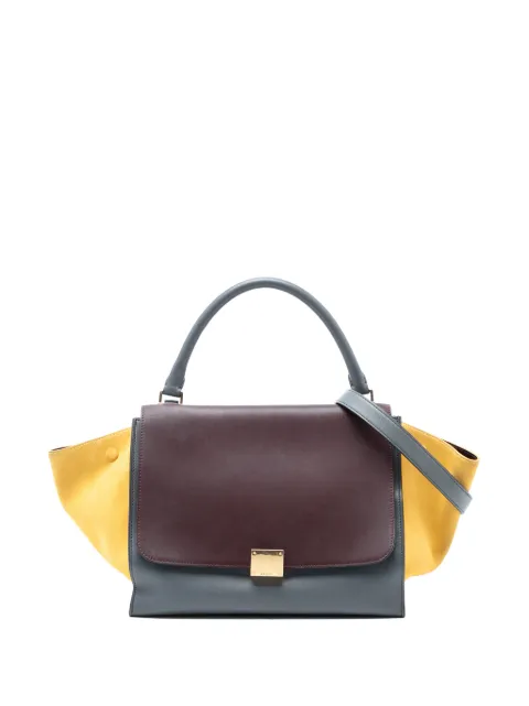 Celine Pre-Owned 2012 Medium Tricolor Calfskin and Suede Trapeze satchel