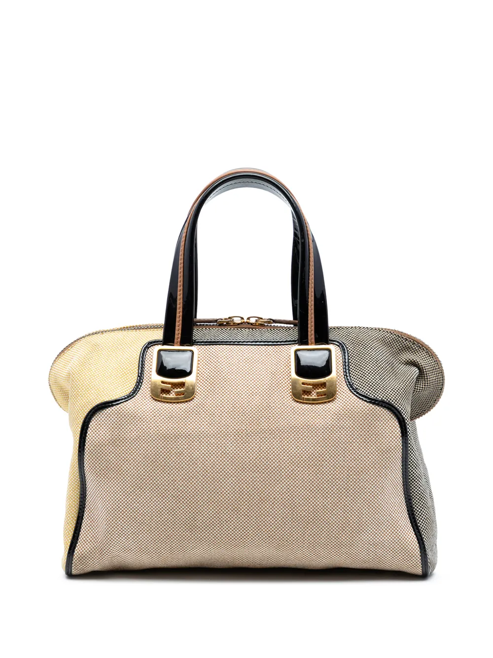 Fendi Pre-Owned 2010-2025 Canvas Colorblock Chameleon satchel - Marrone
