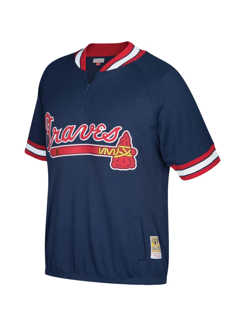 Mitchell & Ness Polo Atlanta Braves con mezza zip 1991 - Blu