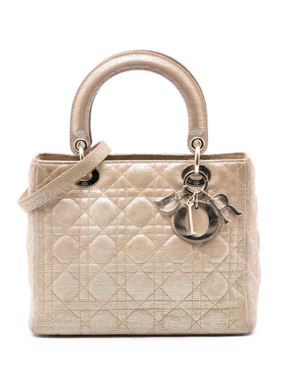 Christian Dior Pre-Owned 2007 Medium Iridescent Lambskin Cannage Lady Dior satchel - Gold