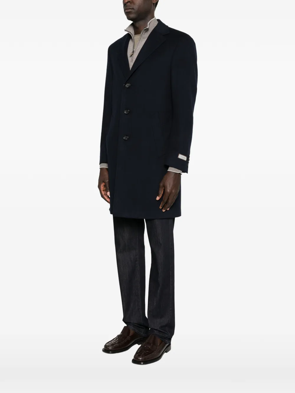  Canali Kei Buttoned Overcoat - Blue 