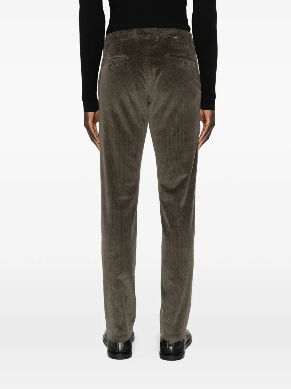 Canali Broek met riem lus en ribfluwelen effect Bruin