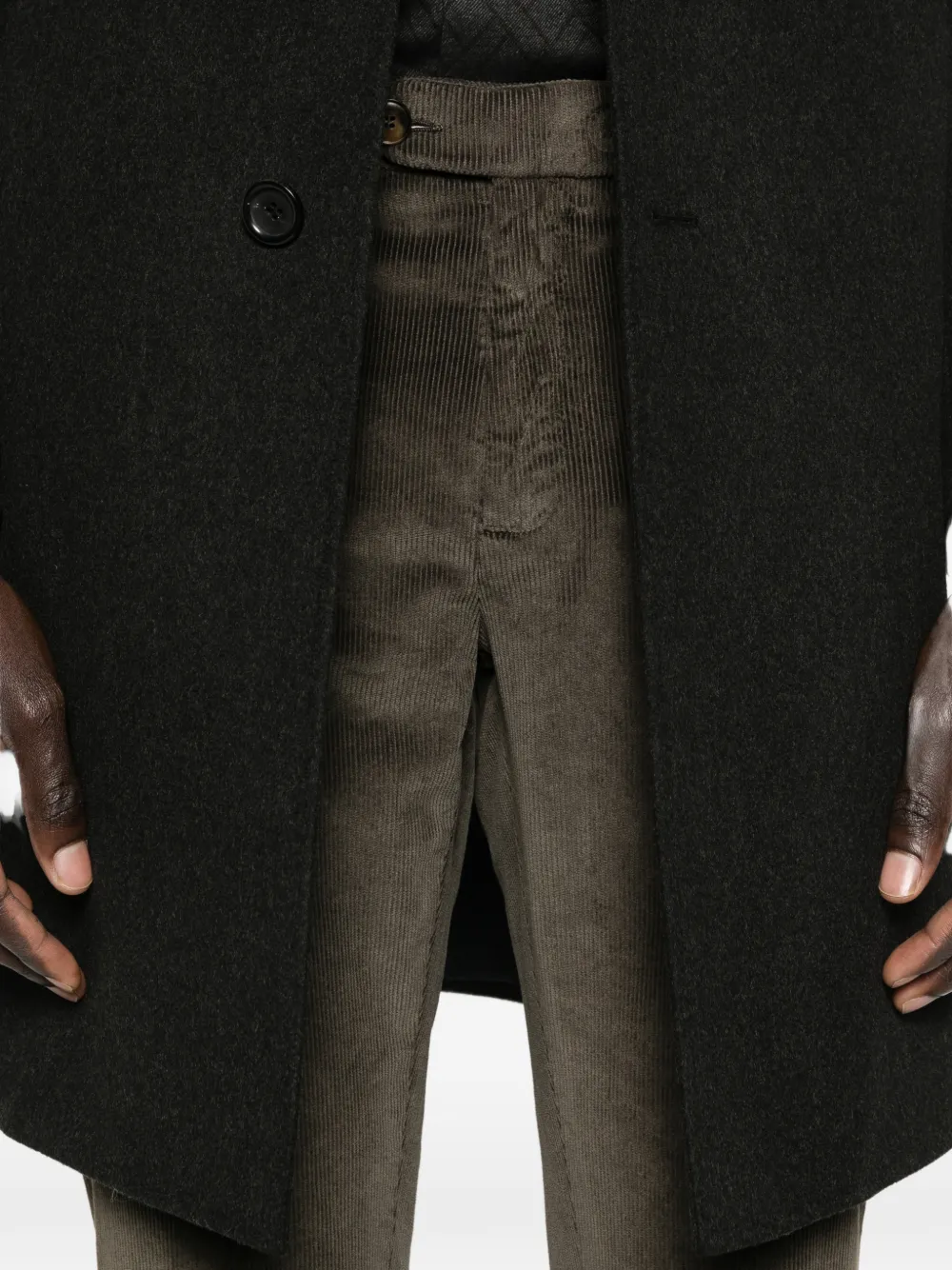Canali Broek met riem lus en ribfluwelen effect Bruin