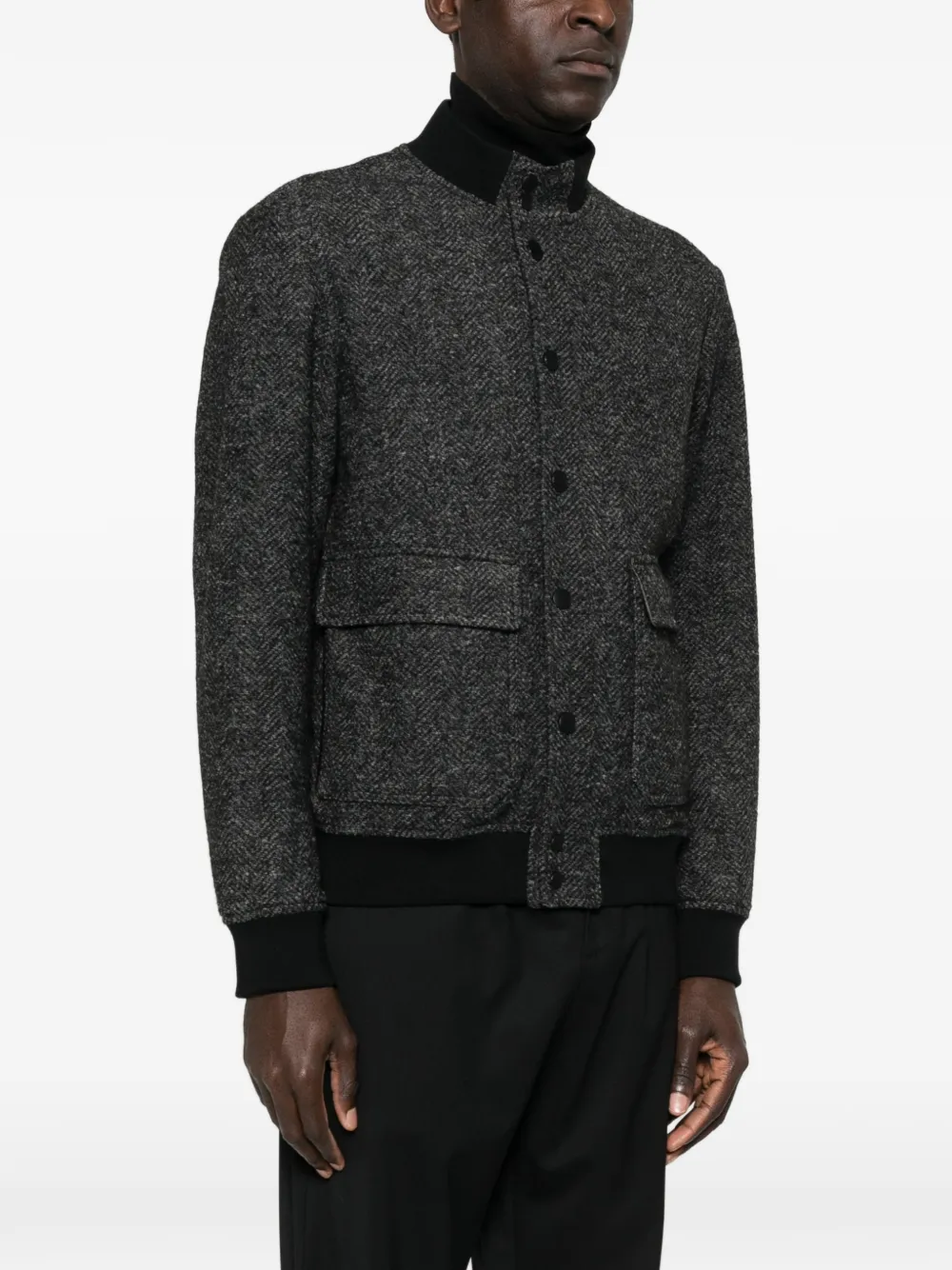  Canali Herringbone-pattern Pocket Jacket - Grey 