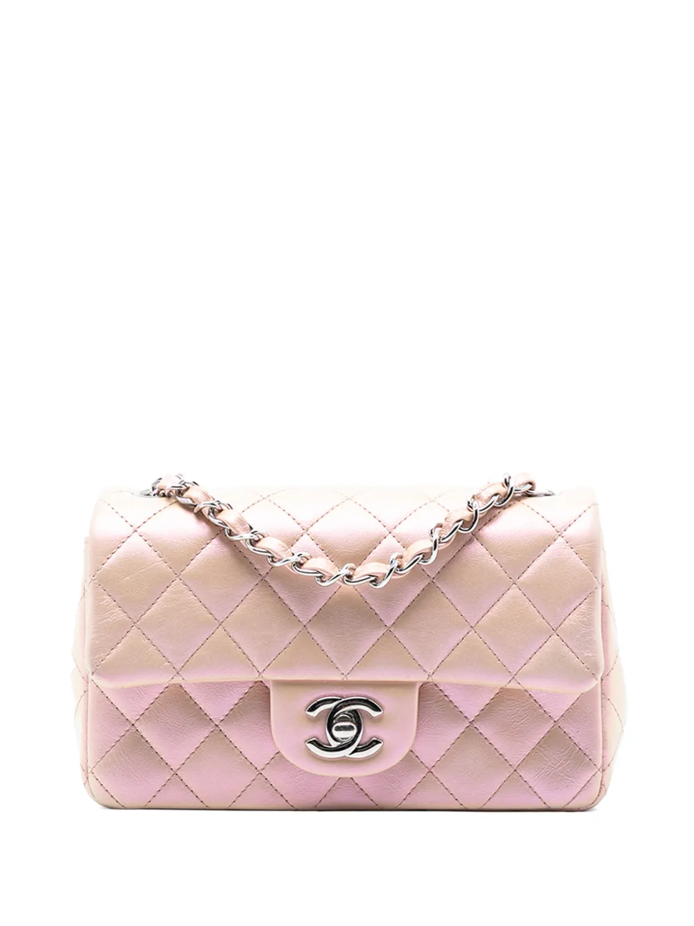CHANEL Pre-Owned 2021-2025 Mini Rectangular Classic Iridescent Lambskin Single Flap crossbody bag - Rosa