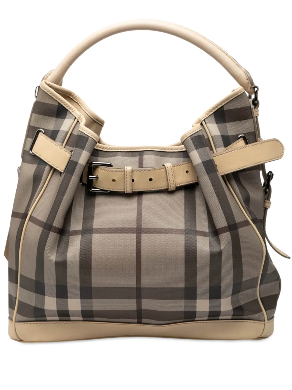 Burberry Pre-Owned 2000-2017 Medium Smoke Check Coated Canvas Walden Belted Hobo shoulder bag - Braun