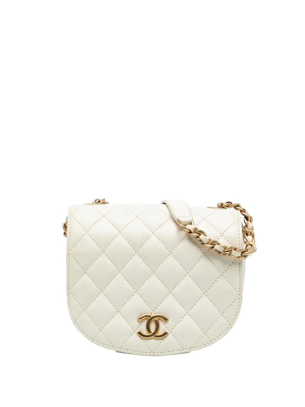 CHANEL Pre-Owned 2019 Small CC Quilted Calfskin Messenger Flap crossbody bag - Bianco