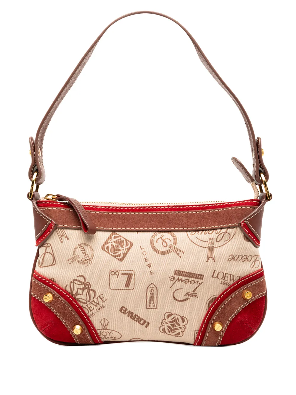 Loewe Pre-Owned 2006 160th Anniversary Suede Trimmed Canvas shoulder bag - Marrone