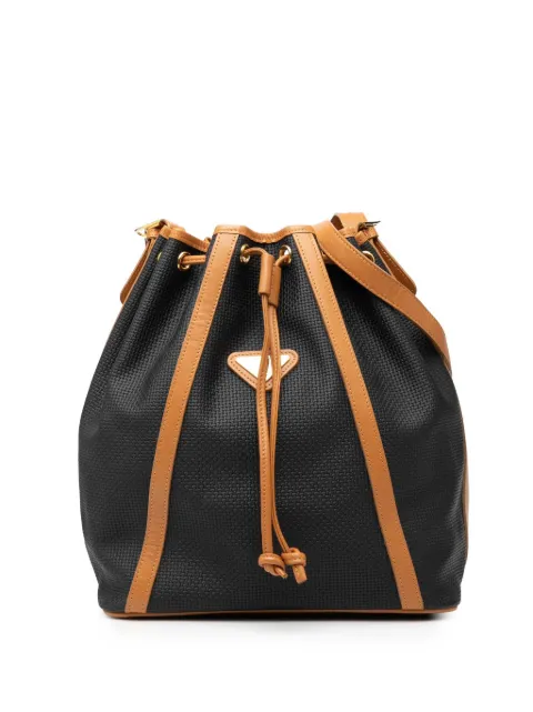 Saint Laurent Pre-Owned 20th Century Leather Trimmed Coated Canvas Drawstring bucket bag