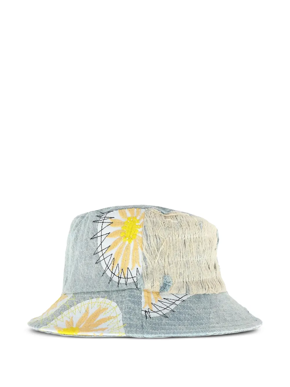 Who Decides War floral-embroidery bucket hat - Blu