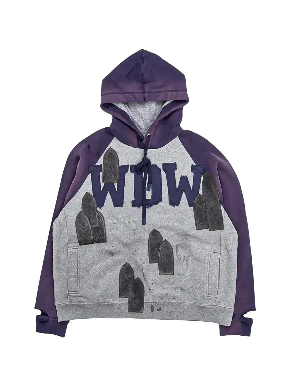 Who Decides War faded appliqué hoodie - Grigio