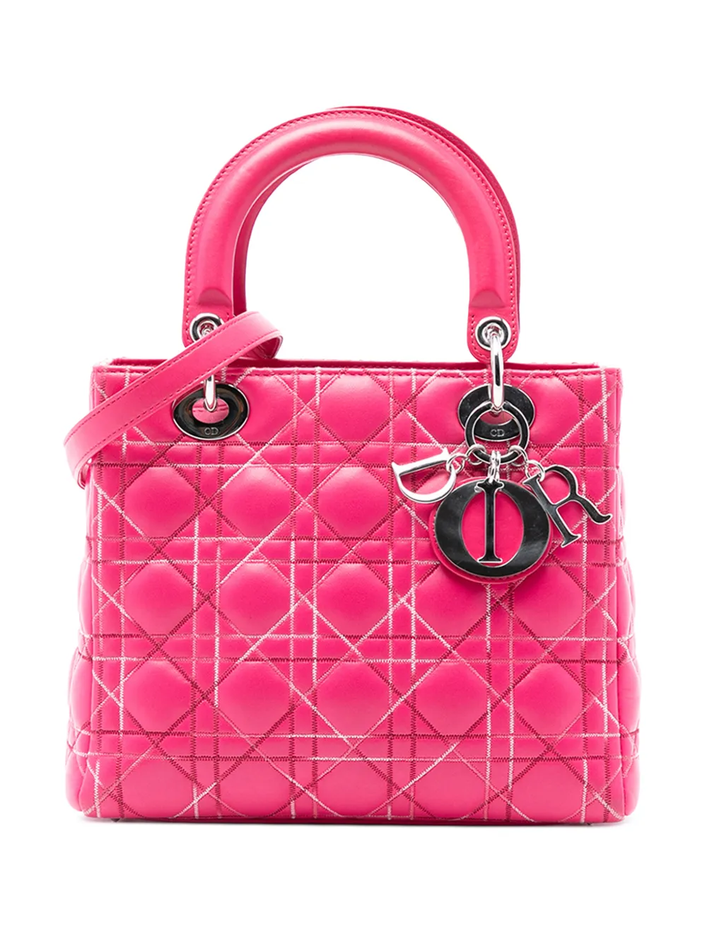 Christian Dior Pre-Owned 2011 Medium Lambskin Cannage Lady Dior satchel - Rosa