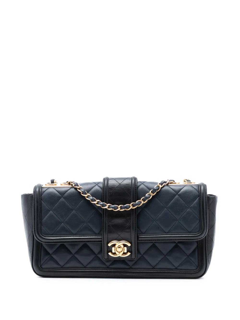 CHANEL Pre-Owned 2014-2015 Large Bicolor Quilted Lambskin Elegant CC Flap shoulder bag - Blu