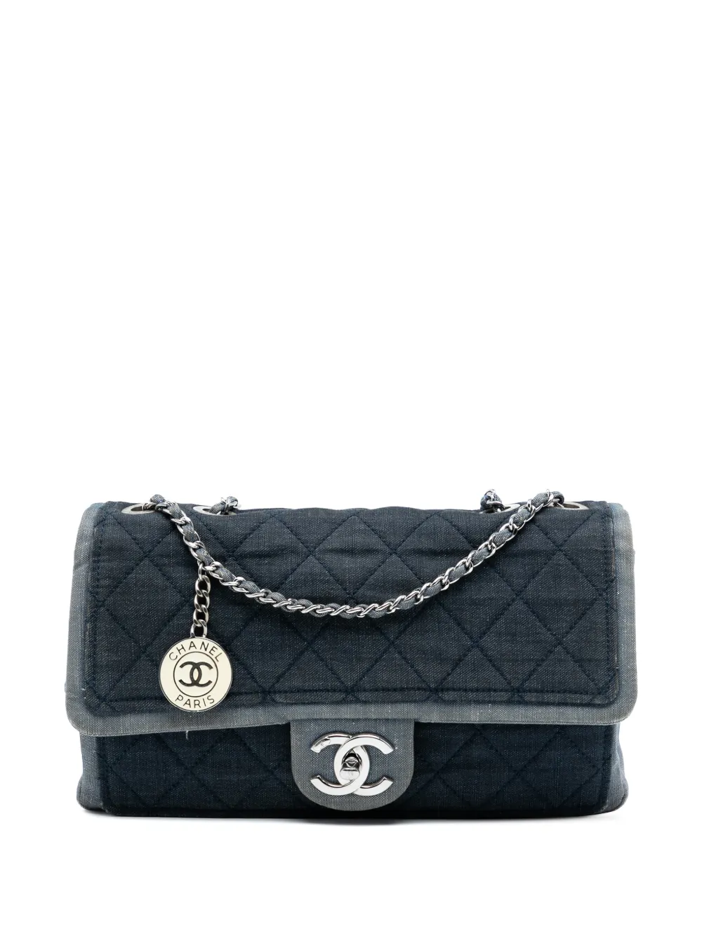 CHANEL Pre-Owned 2014-2015 Medium Bicolor Quilted Denim Medallion Flap crossbody bag - Blu