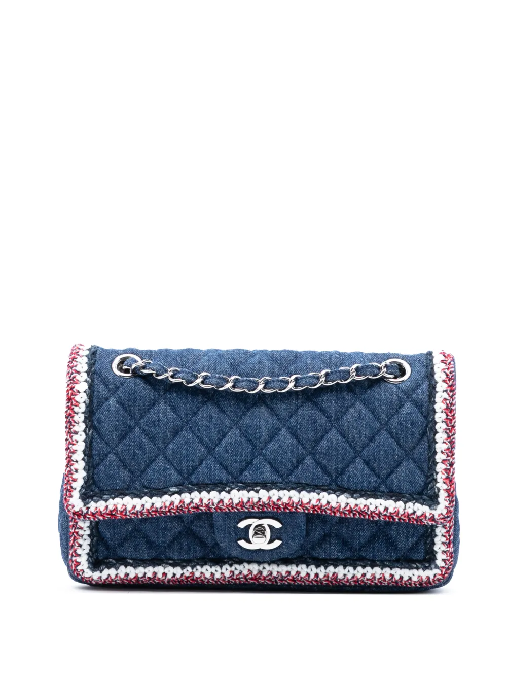 CHANEL Pre-Owned 2018-2019 Medium Classic Denim Braided Single Flap shoulder bag - Blu