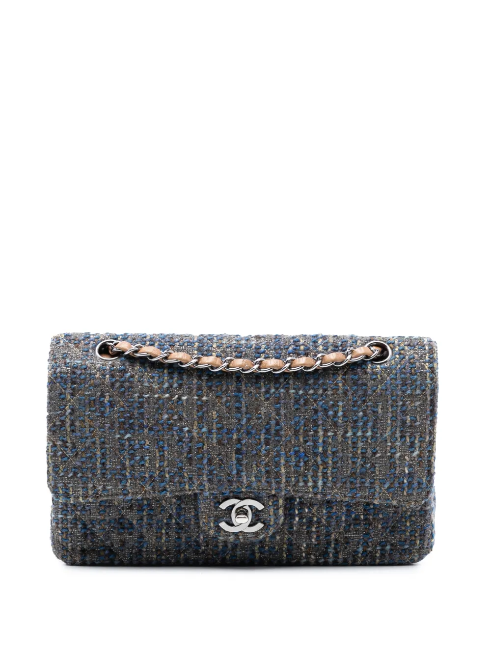 CHANEL Pre-Owned 2004-2005 Medium Classic Tweed Double Flap shoulder bag - Blu