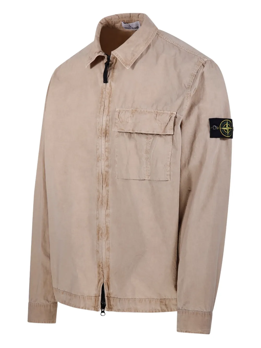 Stone Island Katoenen shirtjack met zak Beige