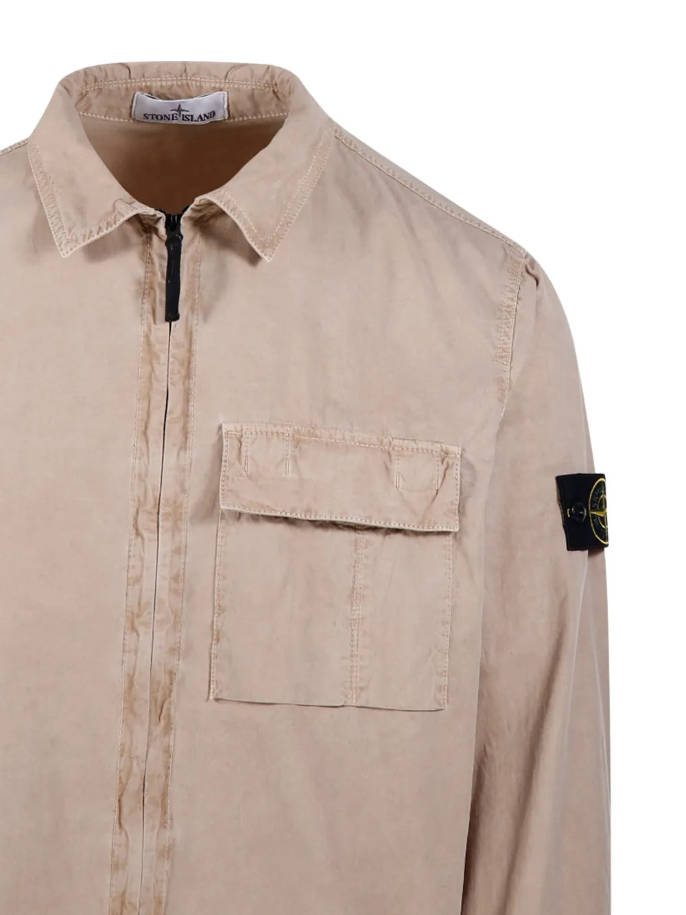 Stone Island Katoenen shirtjack met zak Beige