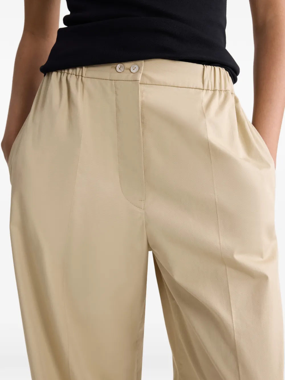 Elasticated-Waist Buttoned Palazzo Pants