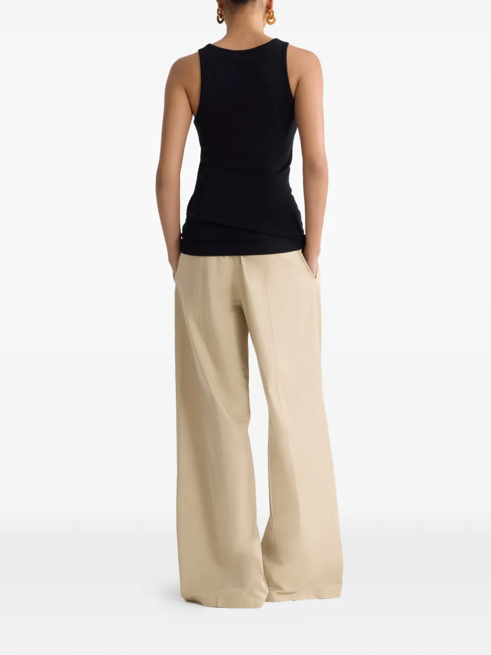 Elasticated-Waist Buttoned Palazzo Pants