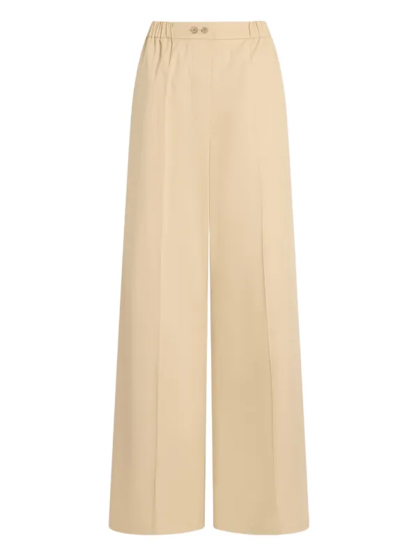 Patou Elasticated-waist Buttoned Palazzo Pants in Neutrals