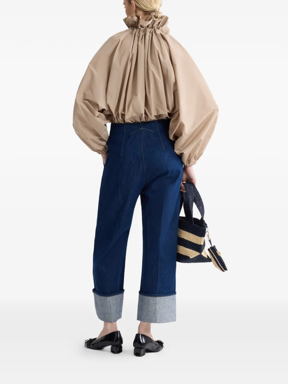  Patou Ruffled Tie-neck Top - Neutrals 