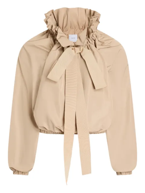 Patou ruffled tie-neck top