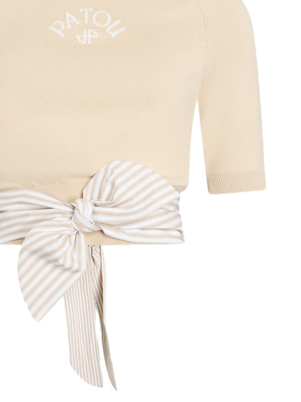 Patou T-shirt met korte mouwen en strik Beige