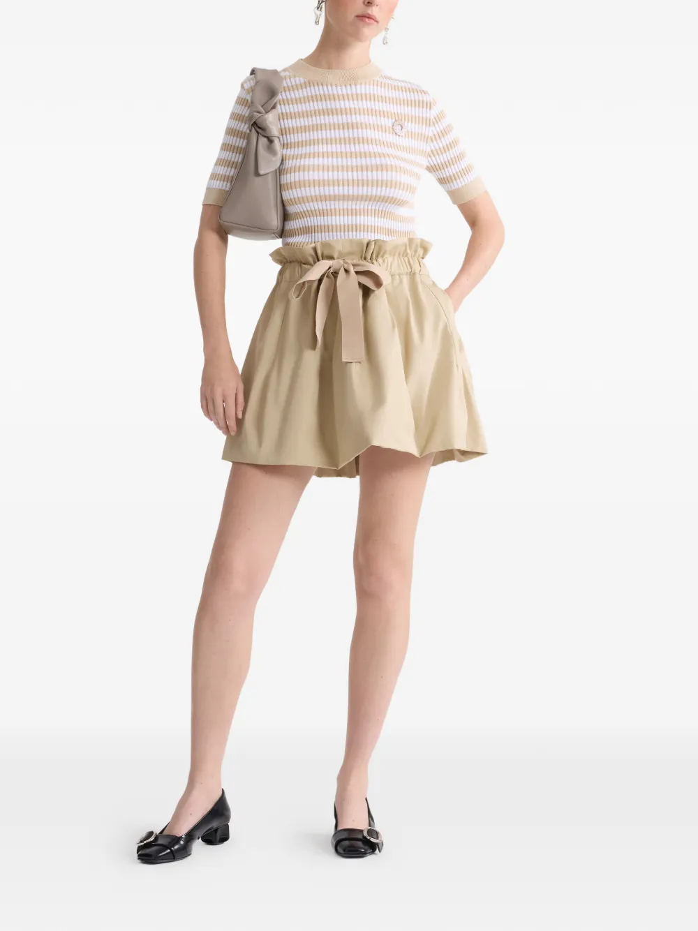  Patou Striped-pattern Ribbed Top - White 