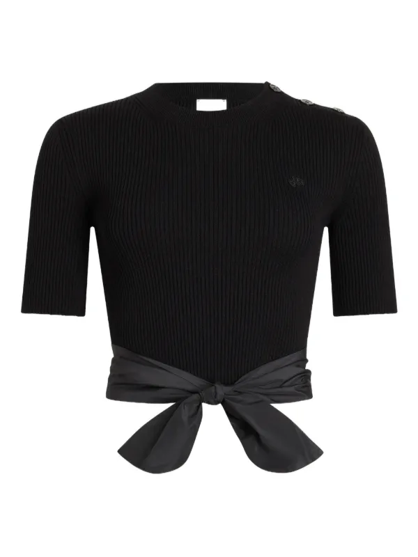 Patou Knot Ribbed T-shirt in Black