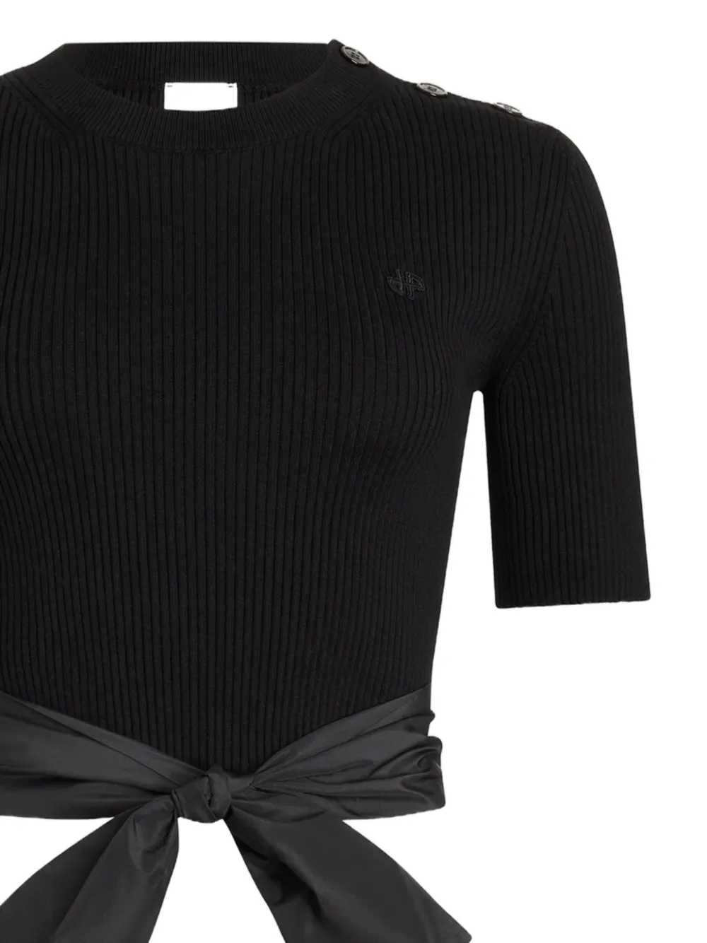 Patou Geribbeld geknoopt T-shirt Zwart