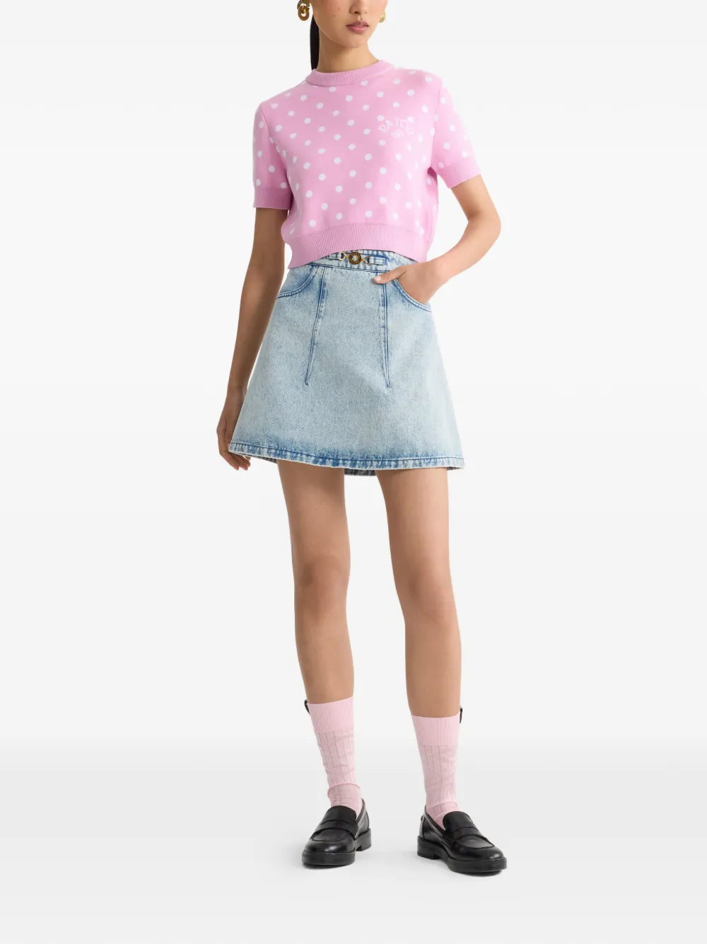 Patou Denim mini-rok met A-lijn met zakken Blauw