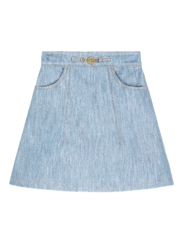 Patou Pocketed Mini A-line Skirt in Blue