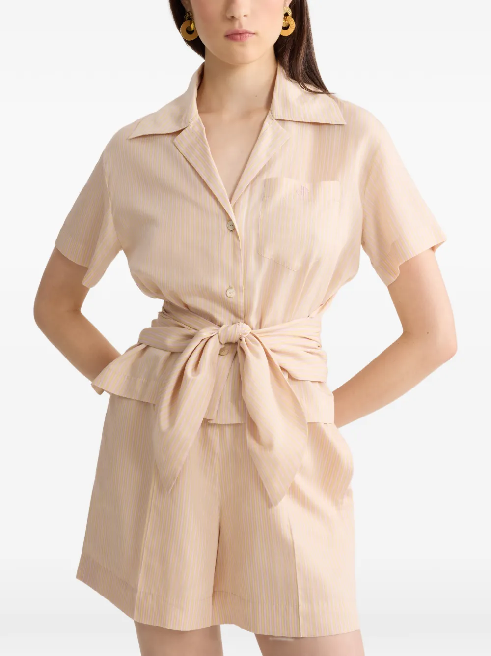 Patou Geknoopt gestreept blouse Beige