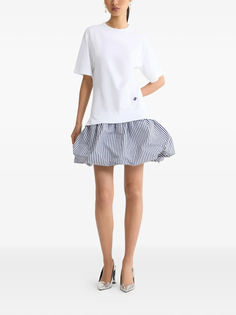 Patou striped-hem mini dress - Wit