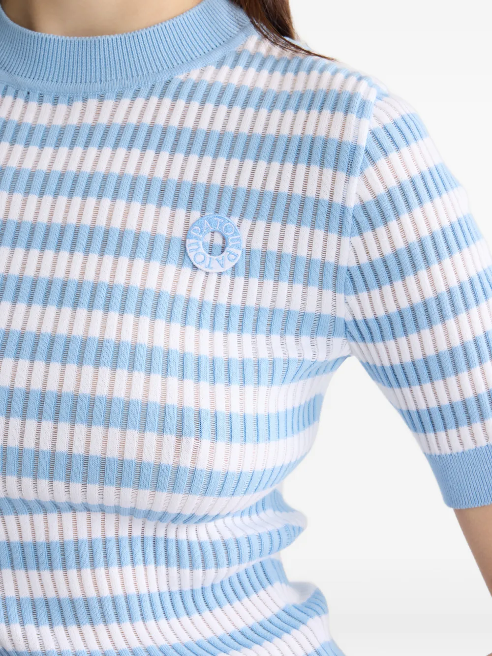 Patou Geribbelde gestreepte top Blauw