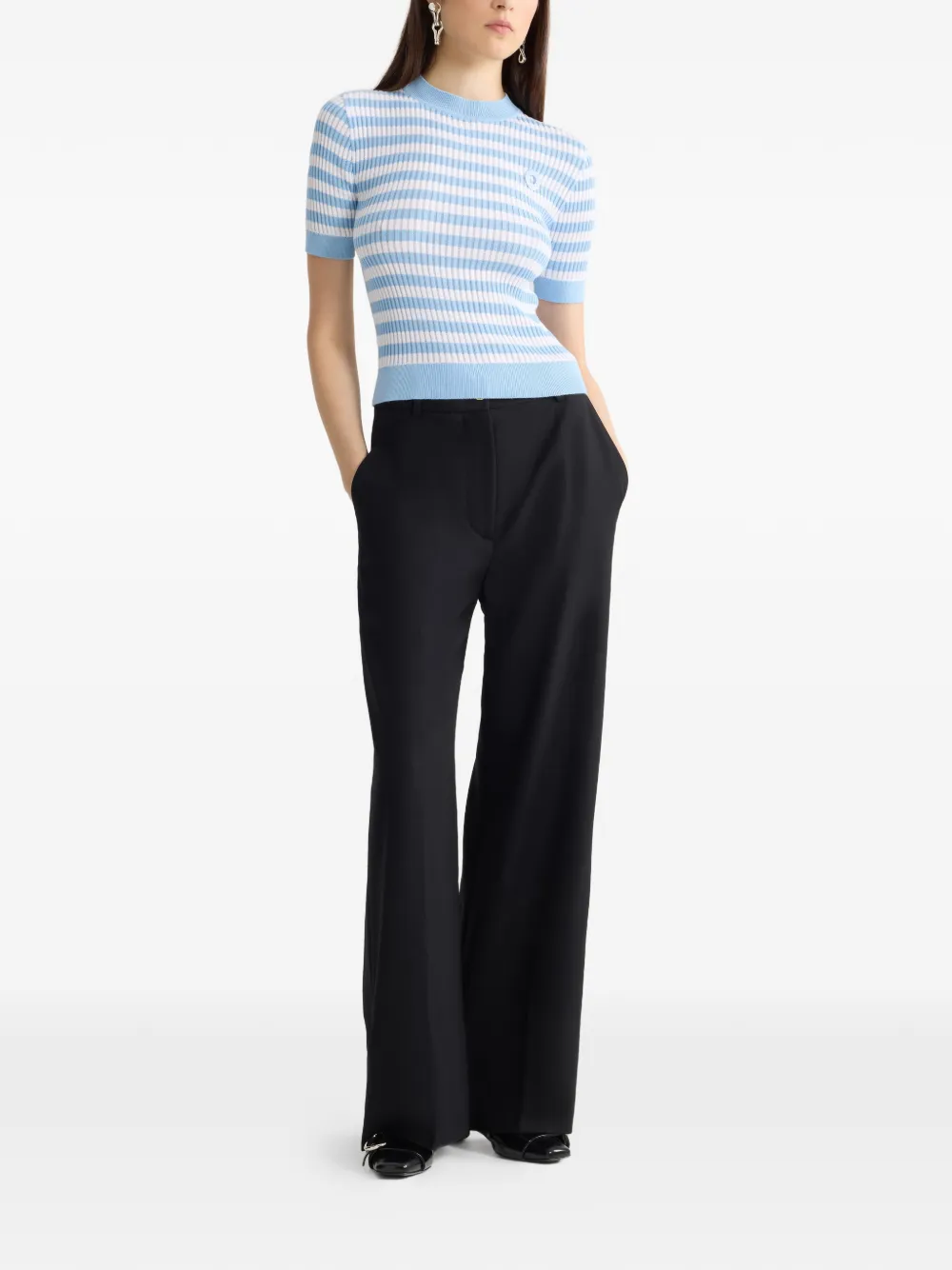Patou Geribbelde gestreepte top Blauw