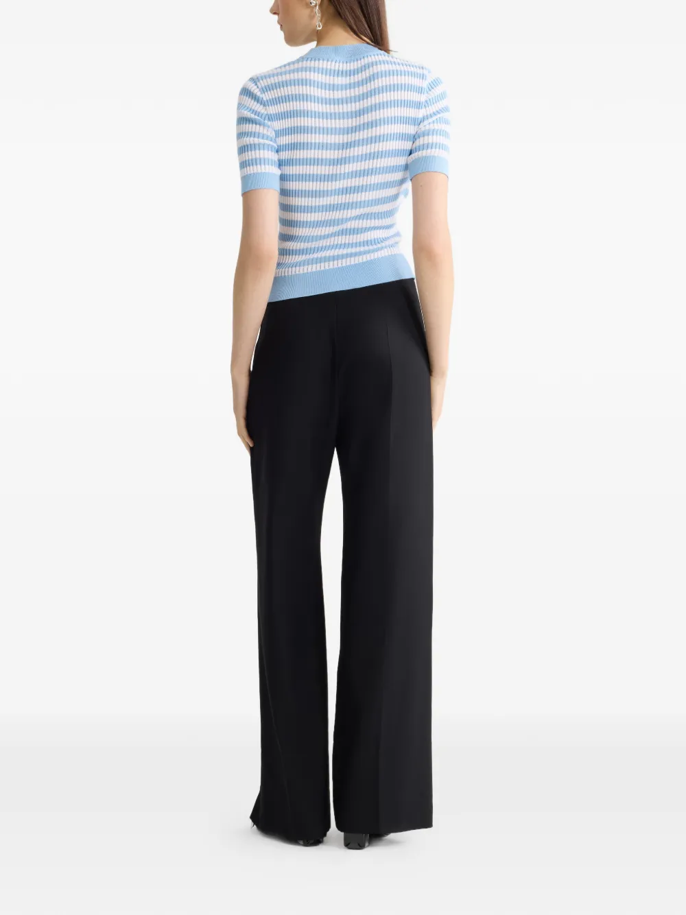 Patou Geribbelde gestreepte top Blauw