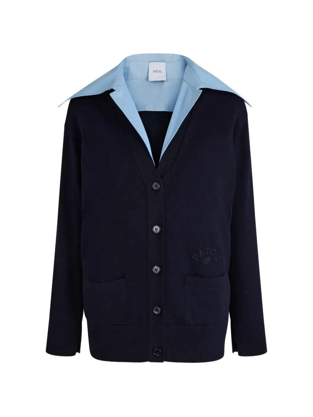 Patou Cardigan con colletto in popeline - Blu