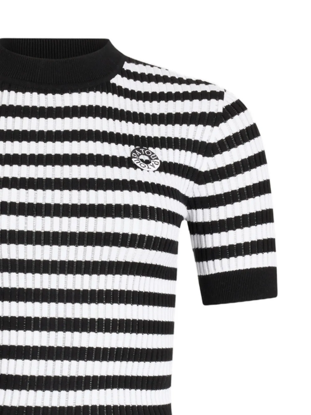  Patou Striped-pattern Rib Top - Black 
