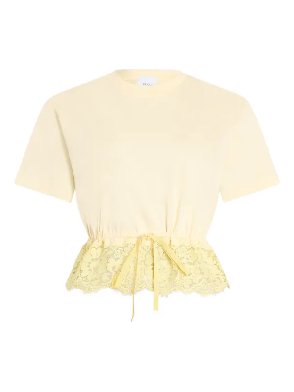Patou Lace-hem T-shirt in Yellow