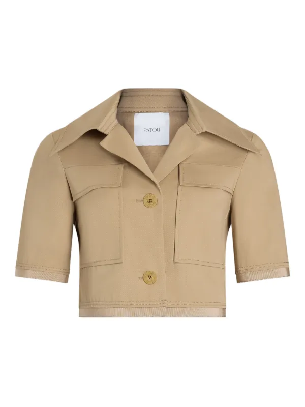 Patou Short-sleeves Cropped Jacket in Neutrals