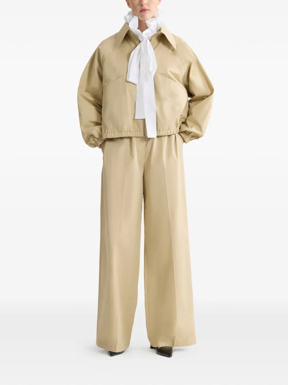  Patou Zipped Collared Bomber Jacket - Neutrals 