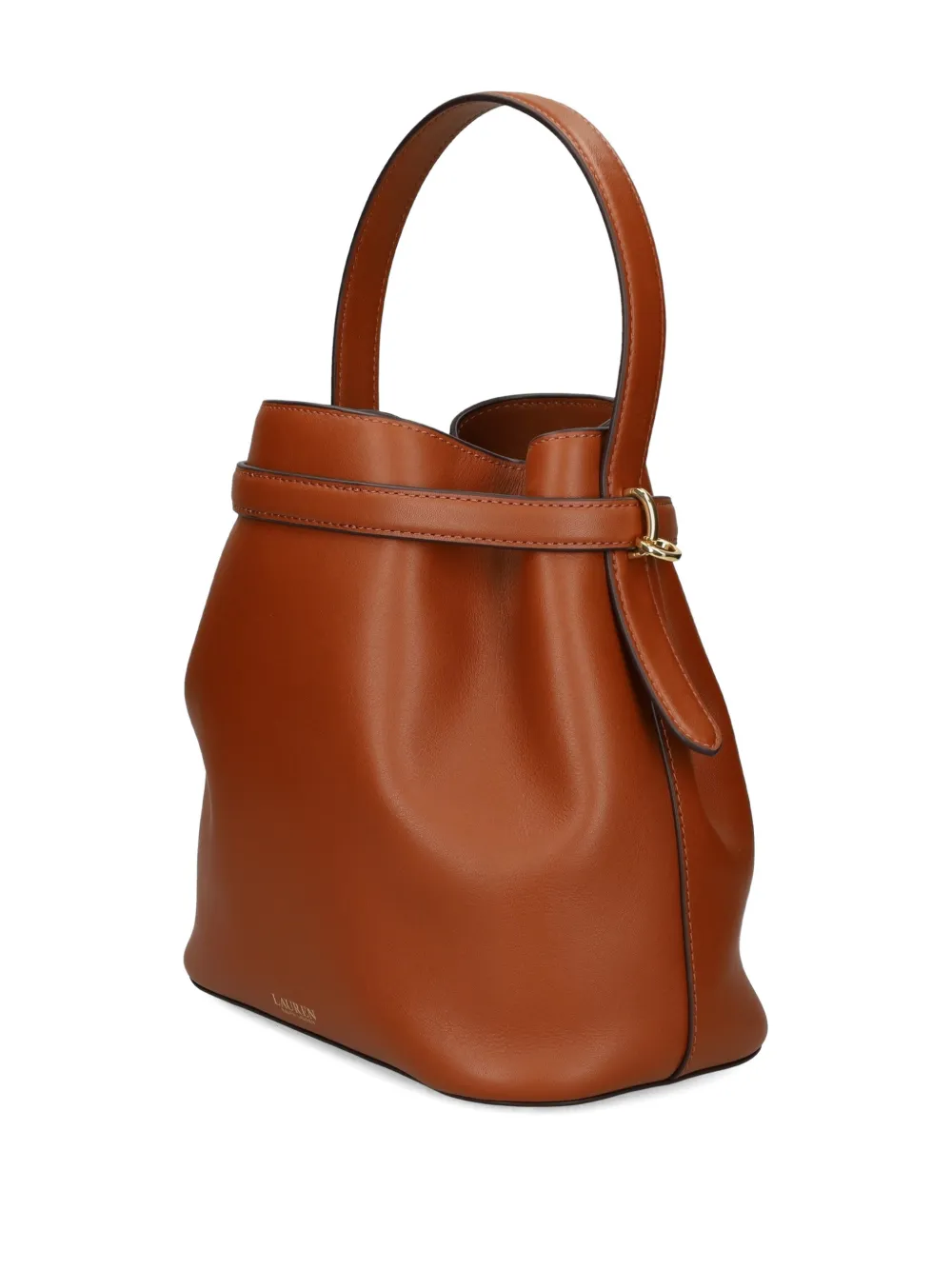 Lauren Ralph Lauren Leren bucket-tas Bruin