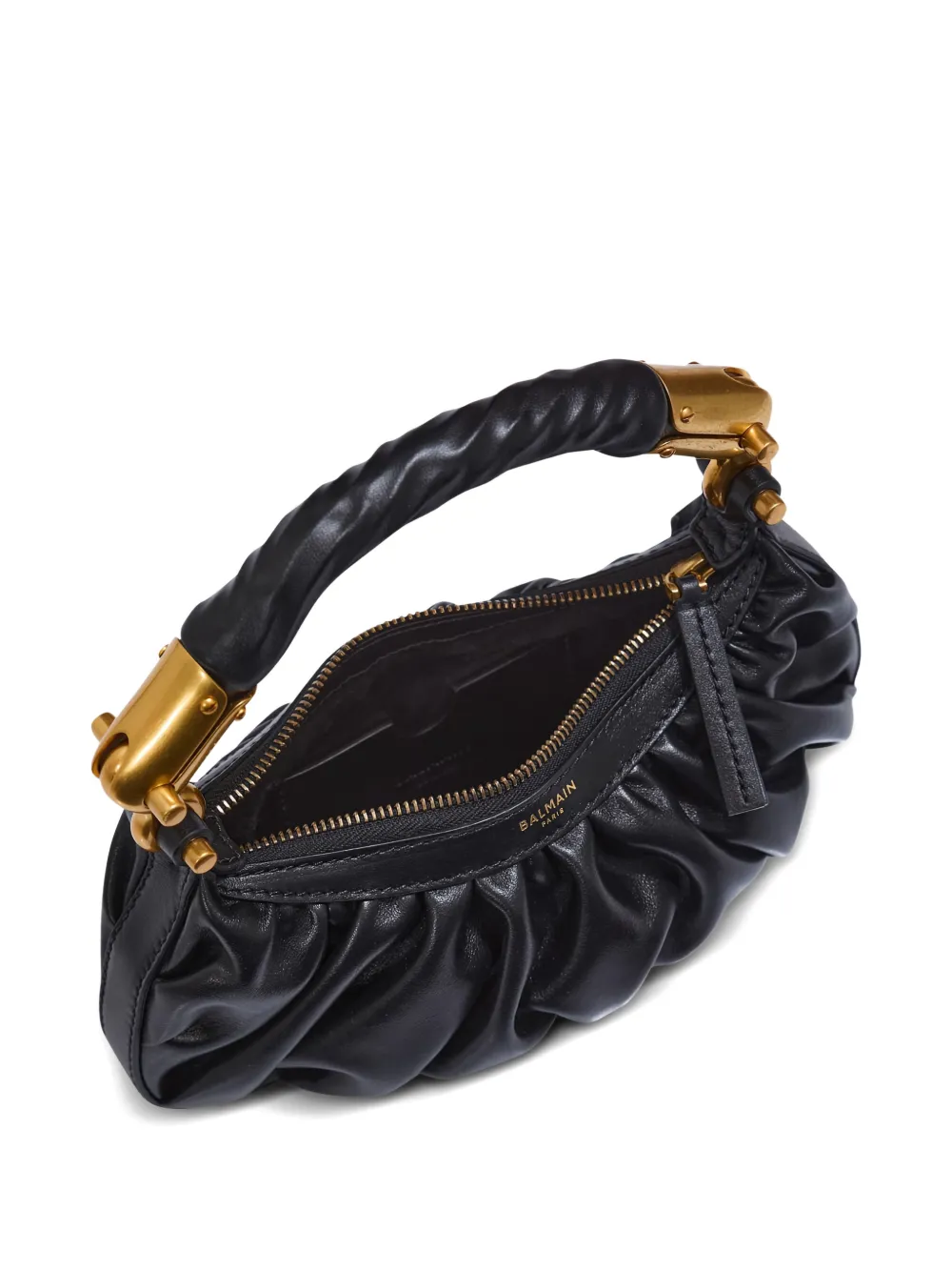 Balmain Ebene leren mini-shopper Zwart