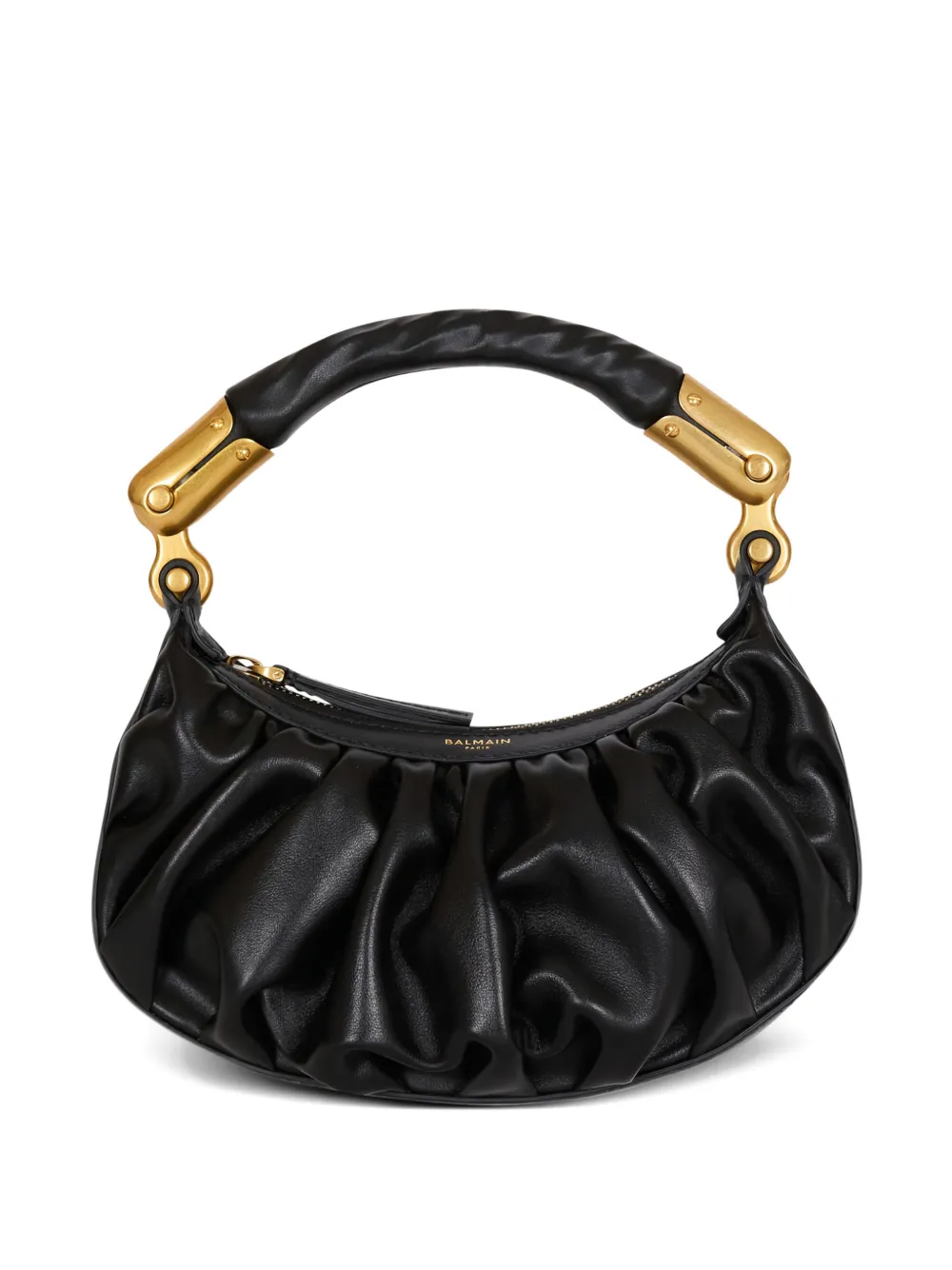 Balmain Mini Ebene Leather Tote Bag In Black