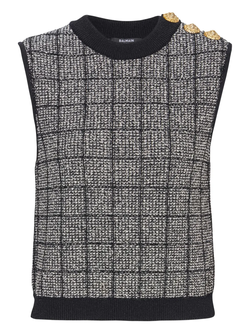 Balmain side-button tweed top | Grey | Image 1