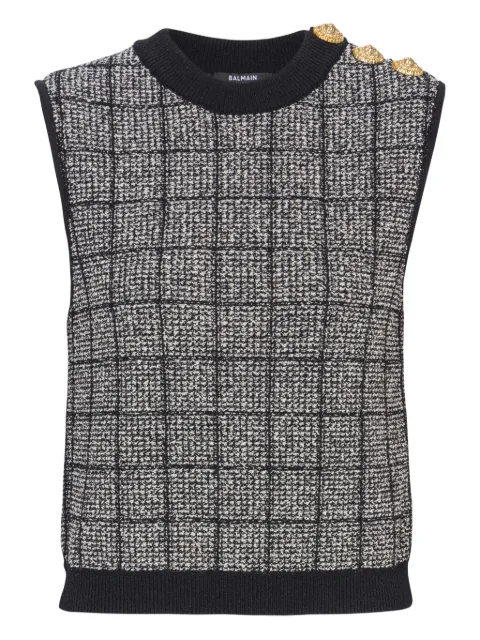 Balmain side-button tweed top