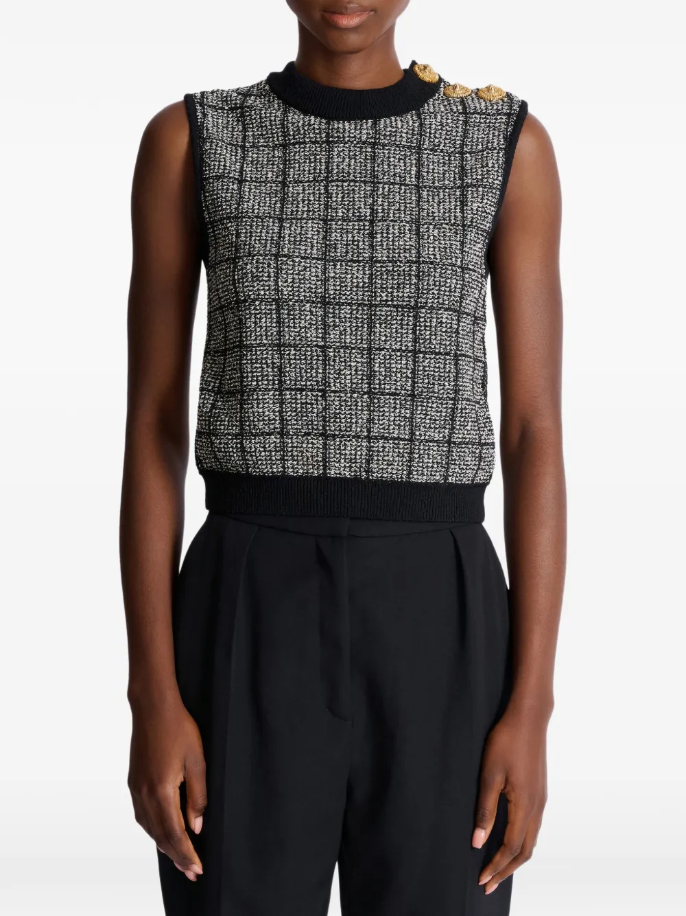 Balmain side-button tweed top | Vests & Tank Tops | Image 2