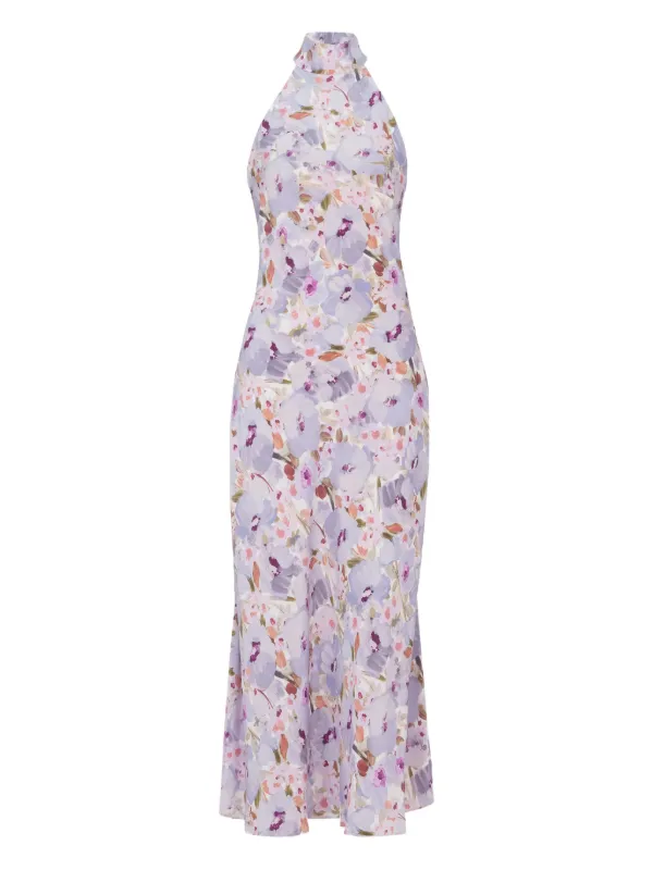 balmain purple dress BALMAIN Draped Laminated Jersey Long Dress in Bleu Electric